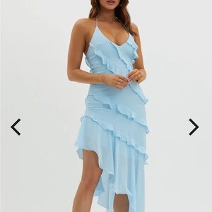 Elegant Blue Ruffle Dress